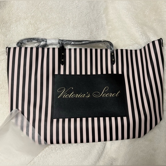 Victoria’s Secret Striped Logo Tote - Picture 1 of 8